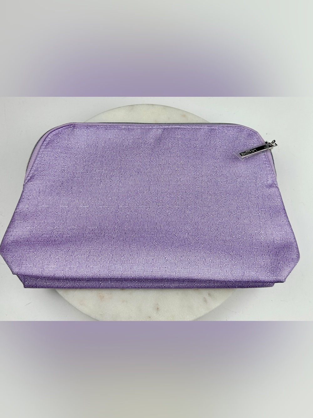 Lancôme Paris Shimmer Lavender Cosmetic Makeup Bag Large Travel Pouch NEW 11”